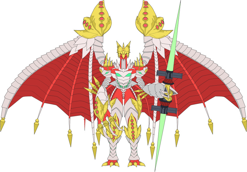 absurdres armor claws digimon digimon_(creature) dragon examon examon_x-antibody highres lance polearm solo weapon