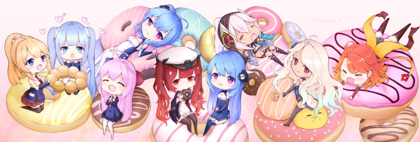 6+girls :d =_= ^_^ ahoge argyle_clothes argyle_cutout ass astoria_(azur_lane) azur_lane baby_animal bandaged_leg bandages bare_shoulders bird black_gloves black_headwear black_jacket black_legwear black_panties black_ribbon blonde_hair blue_eyes blue_hair blue_jacket blue_neckwear blue_skirt blue_sleeves blush blush_stickers bodypaint braid breast_curtain breasts brooklyn_(azur_lane) buttons chestnut_mouth chick cleavage closed_eyes clothing_cutout commentary_request covered_navel crossed_bangs cup dark-skinned_female dark_skin detached_collar detached_sleeves donut dress drooling earrings eating elbow_gloves facepaint fingerless_gloves food french_braid full_body garter_straps gloves gradient_hair hair_between_eyes hair_intakes hair_ornament hair_ribbon halter_dress halterneck hands_up hat heart helena_(azur_lane) high_ponytail highleg highleg_panties highres holding holding_cup holding_food honolulu_(azur_lane) jacket jacket_on_shoulders jewelry large_breasts long_hair long_sleeves looking_at_another looking_at_viewer lying manjuu_(azur_lane) medium_breasts midriff minneapolis_(azur_lane) mouth_drool multicolored_hair multiple_girls navel necktie no_shoes on_back on_food on_stomach one_side_up open_mouth own_hands_together panties peaked_cap phoenix_(azur_lane) pink_background pink_hair pleated_skirt ponytail purple_eyes quincy_(azur_lane) red_eyes red_gloves red_hair red_legwear red_neckwear red_ribbon red_skirt revealing_clothes ribbon seiza shadow shirt side_slit sidelocks sitting sitting_on_food skirt sleeping smile sparkle st._louis_(azur_lane) strapless strapless_shirt taka-8g taut_clothes taut_dress thighhighs twintails twitter_username two-tone_dress two-tone_hair underboob underwear very_long_hair vest vincennes_(azur_lane) waistcoat wavy_hair white_footwear white_gloves white_hair white_legwear white_shirt zettai_ryouiki