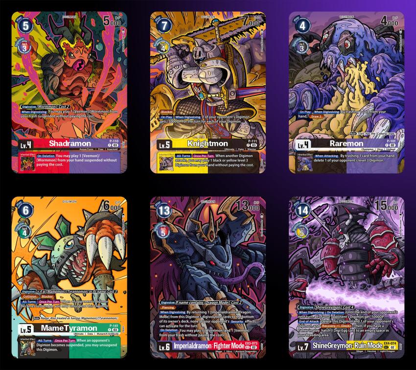 digimon digimon_(creature) digimon_card_game imperialdramon imperialdramon_fighter_mode_(black) knightmon mametyramon raremon shadramon shinegreymon shinegreymon_ruin_mode