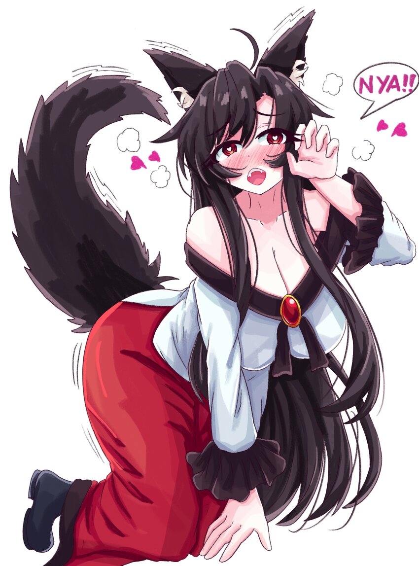 absurdres animal_ears brown_hair double_dealing_character highres imaizumi_kagerou nanaii_desu red_eyes tail touhou wolf_ears wolf_girl wolf_tail