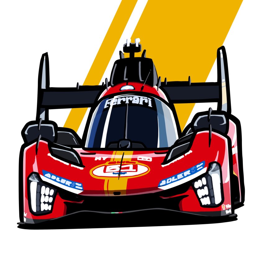 car chibi duz ferrari ferrari_499p highres le_mans_prototype motor_vehicle no_humans race_vehicle racecar spoiler_(automobile) vehicle_focus world_endurance_championship