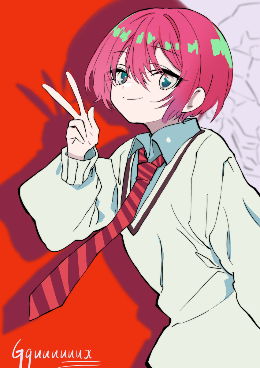 1girl amate_yuzuriha aqua_eyes blackcatpancake gundam gundam_gquuuuuux hair_between_eyes highres necktie red_hair school_uniform short_hair smile solo sweater