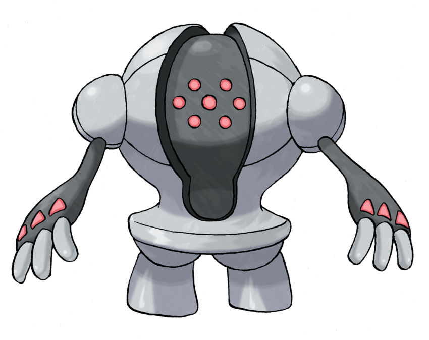 facing_viewer full_body gen_3_pokemon golem legendary_pokemon metal_skin nintendo no_humans official_art pokemon pokemon_(creature) pokemon_focus pokemon_rse registeel solo standing sugimori_ken third-party_source transparent_background
