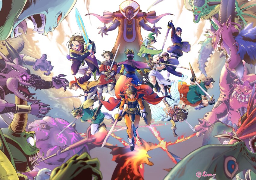 6+boys aiming ancestor_and_descendant angel angel_wings anniversary aqua_eyes aqua_robe aqua_tunic arm_up armlet armor artist_name asymmetrical_dual_wielding bad_arm bandaged_leg bandages bandana bat_wings black_bodysuit black_facial_hair black_gloves black_hair black_horns black_nails black_sclera black_shirt blue_armor blue_eyes blue_facial_hair blue_gloves blue_hair blue_hat blue_helmet blue_shirt blue_skin blue_tunic blurry bodysuit boots bracer brain broken_halo brown_boots brown_gloves brown_hair brown_horns brown_pants brown_shoes brown_trim cape capelet chainmail choker circlet claws clenched_teeth colored_sclera colored_skin colored_tongue commentary_request crying crying_with_eyes_open death_pisaro deathtamor depth_of_field disembodied_hand dragon dragon_lord dragon_quest dragon_quest_i dragon_quest_ii dragon_quest_iii dragon_quest_iv dragon_quest_ix dragon_quest_v dragon_quest_vi dragon_quest_vii dragon_quest_viii dragon_quest_x dragon_quest_xi dual_wielding earrings erdrick&#039;s_shield erdrick&#039;s_sword ergius exposed_brain extra_arms facial_hair fake_horns fangs fat fat_man feathered_wings feathers fighting fingernails fins fire floating_cape floating_clothes floating_hair floating_head from_behind gem giant gloves glowing glowing_eyes gold_armlet gold_bracer gold_choker greaves green_armor green_boots green_eyes green_hair green_hat green_pants green_scales green_skin green_tunic green_wings halo hat head_fins headpiece height_difference helmet hero_(dq1) hero_(dq10) hero_(dq11) hero_(dq4) hero_(dq5) hero_(dq6) hero_(dq7) hero_(dq8) hero_(dq9) highres holding holding_sheath holding_shield holding_staff holding_sword holding_weapon horned_helmet horns imminent_fight in-franchise_crossover jacket jewelry long_fingernails looking_at_another looking_at_viewer looking_down mage_staff maldragora male_focus medium_hair mildrath monster monster_boy mortamor multicolored_skin multiple_boys muscular muscular_male necklace nizzelpha no_pupils nose_horn open_mouth orange_bandana orange_bodysuit orange_robe orgo_demira pants parted_hair pink_eyes pink_skin pointy_ears prince_of_lorasia profile purple_cape purple_hair purple_jacket purple_scales purple_skin purple_tongue purple_turban red_cape red_eyes red_gemstone red_horns red_sclera red_skin red_tunic rhapthorne robe roto&#039;s_emblem roto_(dq3) scabbard sharp_fingernails sharp_teeth sheath shey93735903 shield shield_on_back shirt shoes short_hair sidoh silhouette silver_circlet single_bang size_difference skull skull_necklace sleeveless sleeveless_jacket sleeves_rolled_up slit_pupils spiked_hair spikes spots staff striped_leggings sword tears teeth third_eye toned toned_male tongue torn_clothes triclops tunic turban weapon white_boots white_gloves white_halo white_pants white_shirt white_tunic white_wings wings yellow_eyes yellow_horns yellow_jacket yellow_leggings yellow_pants yellow_sclera yellow_skin yellow_sleeves yellow_wings zoma