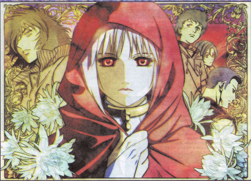 00s 1girl 4boys absurdres cheza colorful flower hige highres kiba lips multiple_boys toboe tsume wolf&#039;s_rain