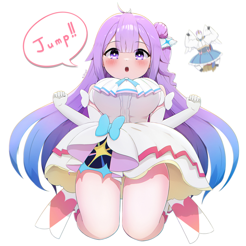 1girl azur_lane breasts cosplay cure_prism cure_prism_(cosplay) highres hirogaru_sky!_precure kakuma_ai large_breasts precure purple_hair unicorn_(azur_lane) voice_actor_connection