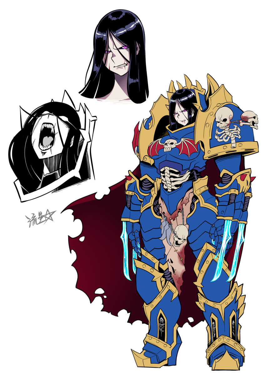 armor genderswap highres konrad_curze power_armor ryuusei_(mark_ii) scowl tagme warhammer warhammer_40k weapon
