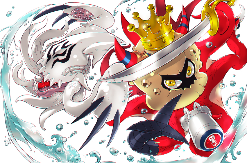 claws digimon gesomon gun highres octmon octopus squid sword tentacles weapon yellow_eyes