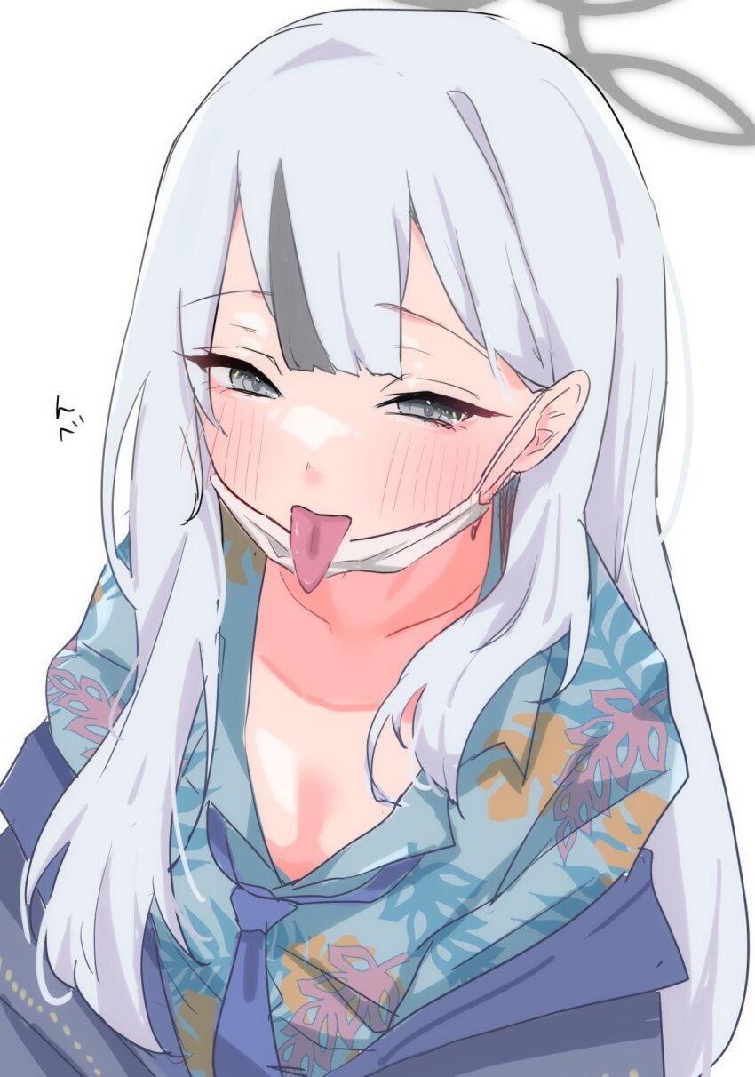 1girl blue_archive fujimura_ram halo highres konoka_(blue_archive) long_tongue tagme tongue tongue_out