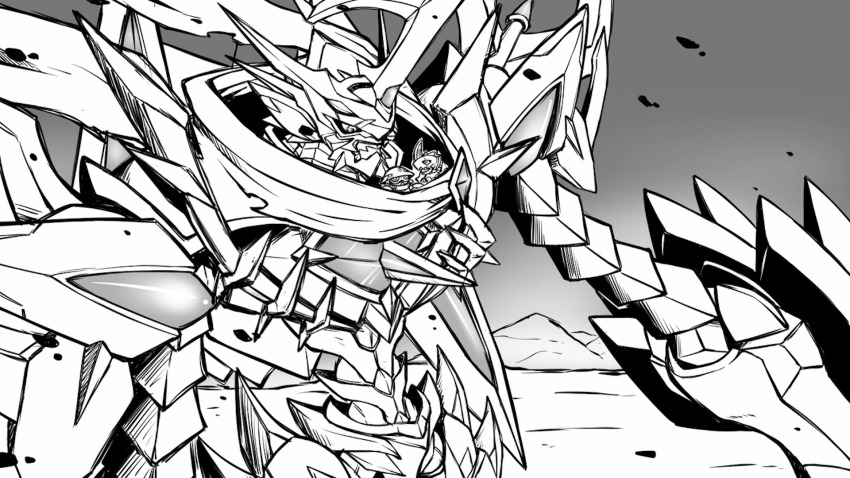 armor digimon digimon_(creature) highres horns jesmon jesmon_x-antibody looking_at_another ludomon shield zubamon