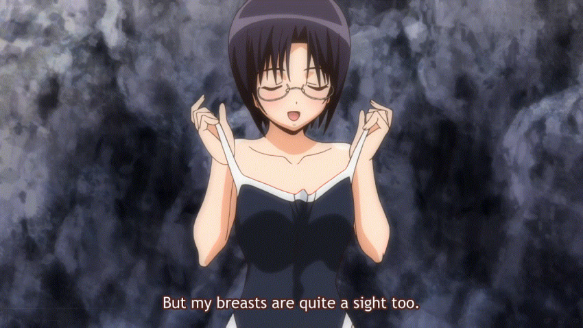 animated animated_gif anime_screenshot bouncing_breasts breasts glasses large_breasts nipples soga_kaede solo sweet_home undressing