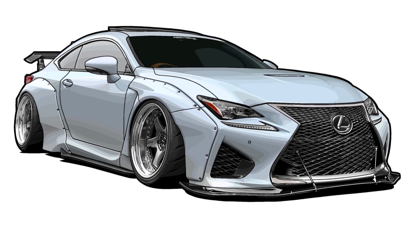 car highres kaizou-sha_no_illust_bot lexus lexus_rc_f motor_vehicle no_humans original simple_background solo sports_car vehicle_focus white_background