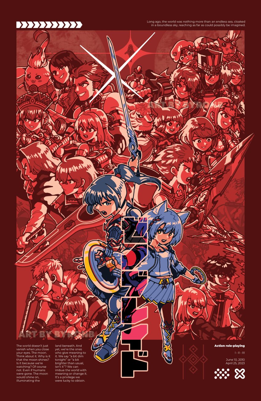 6+boys 6+girls absurdres aegis_sword_(xenoblade) alvis_(xenoblade) black_hair brighid_(xenoblade) byronb chakram dromarch_(xenoblade) dunban_(xenoblade) english_text eunie_(xenoblade) everyone eyepatch fiora_(xenoblade) glasses glimmer_(xenoblade) grey_hair head_wings highres jacket lanz_(xenoblade) lucky_seven_(xenoblade) melia_antiqua mio_(xenoblade) monado monochrome_background morag_ladair_(xenoblade) multiple_boys multiple_girls mythra_(xenoblade) nia_(xenoblade) nikol_(xenoblade) noah_(xenoblade) nopon pandoria_(xenoblade) pantyhose ponytail poppi_(xenoblade) poppi_alpha_(xenoblade) pyra_(xenoblade) red_jacket rex_(xenoblade) reyn_(xenoblade) riki_(xenoblade) sena_(xenoblade) sharla_(xenoblade) shulk_(xenoblade) skirt sword taion_(xenoblade) tiara tora_(xenoblade_2) weapon wings xenoblade_chronicles_(series) xenoblade_chronicles_1 xenoblade_chronicles_2 xenoblade_chronicles_3 xenoblade_chronicles_3:_future_redeemed zeke_von_genbu_(xenoblade)