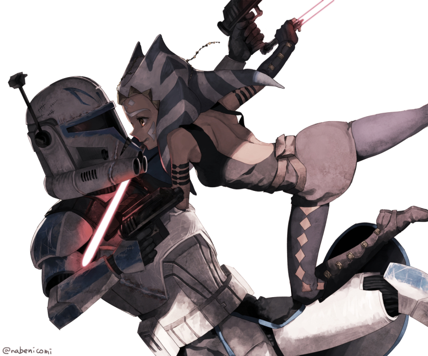 1boy 1girl ahsoka_tano clone_trooper clone_wars energy_sword helmet lightsaber rex_(star_wars) sith star_wars star_wars:_the_clone_wars sword tagme togruta weapon