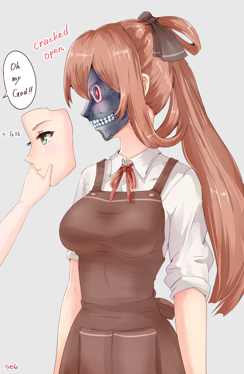 absurdres android apron breasts brown_hair commission girls&#039;_frontline highres pixiv_commission rasen_manga robot_girl springfield_(girls&#039;_frontline) springfield_(senjuushi)
