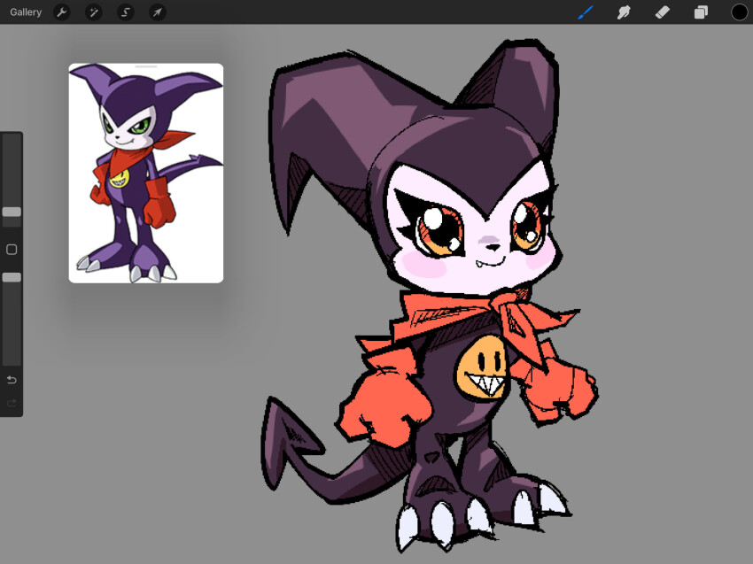 digimon digimon_(creature) fang gloves highres impmon smile tail