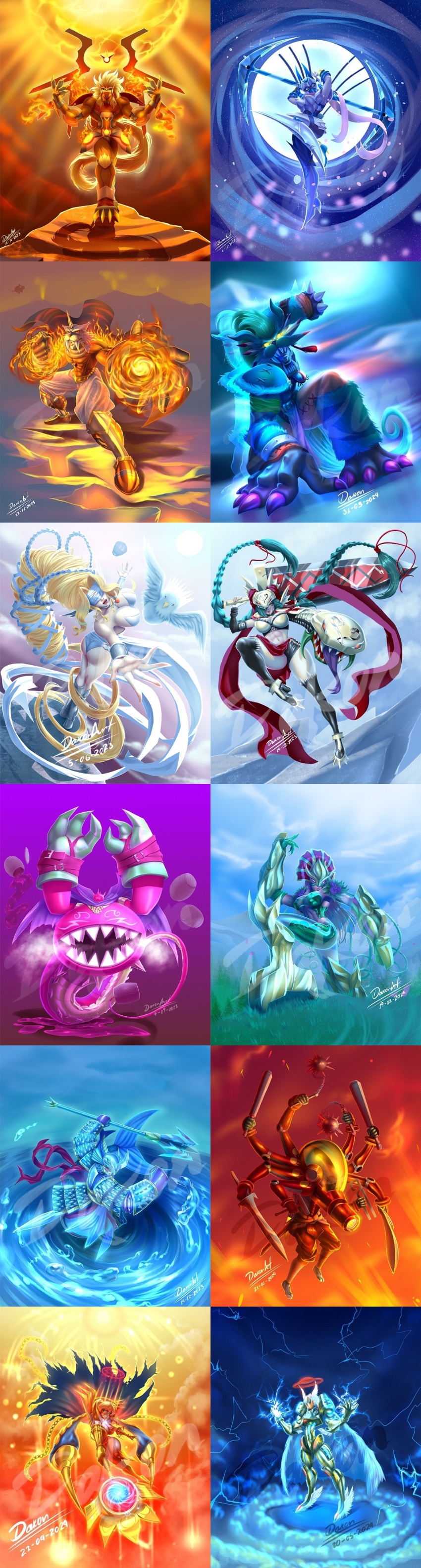 absurdres apollomon armor bacchusmon blindfold braid breasts ceresmon dianamon digimon digimon_(creature) helmet highres junomon jupitermon long_hair marsmon mercurymon mervamon neptunemon olympos_xii venusmon very_long_hair vulcanusmon wings