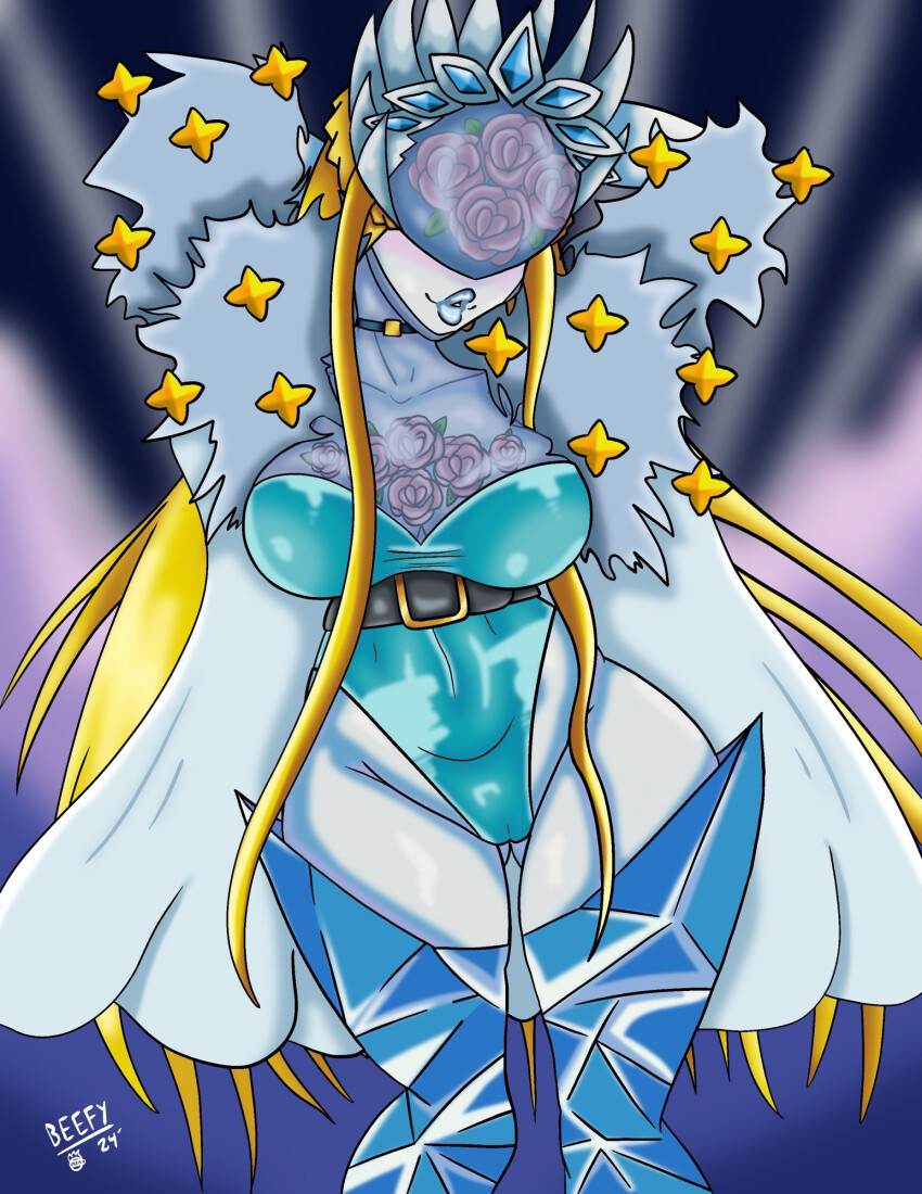 1girl armor belt blonde_hair cendrillmon digimon digimon_(creature) female_focus mask solo