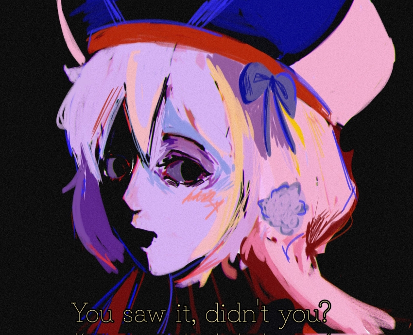 1girl black_eyes blonde_hair chosen_one&#039;s_archpriestess_veronica crazy_eyes dark guardian_tales hat highres hollow_eyes horror_(theme) looking_at_viewer open_mouth qurr00_1 sketch solo tagme