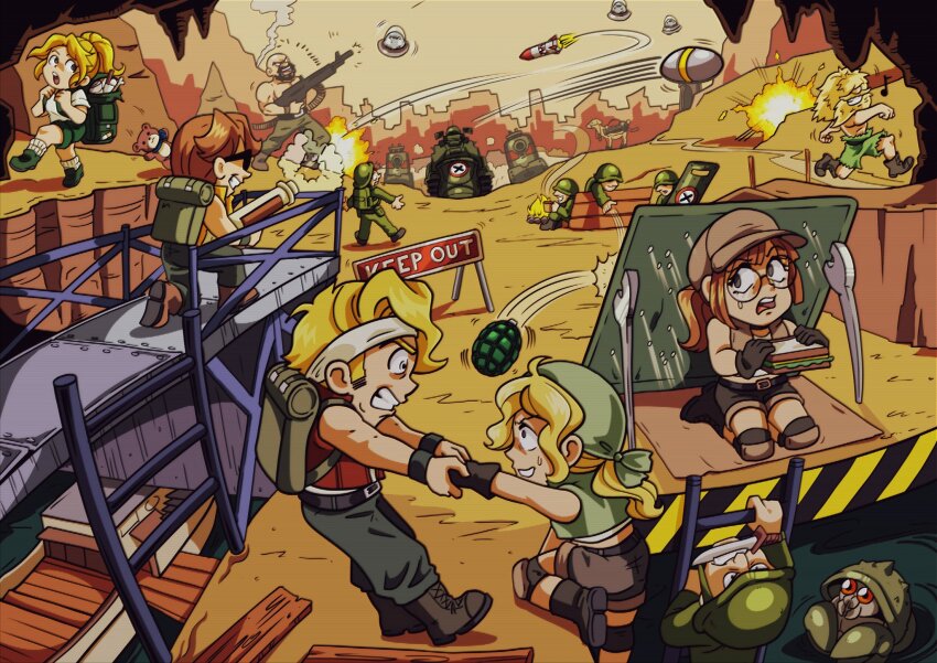 aikawa_rumi card_queen crab fio_germi glasses highres kasamoto_eri marco_rossi metal_slug tagme tarma_roving war