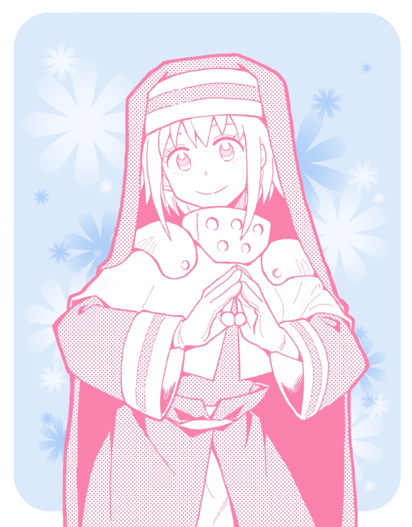 1girl en&#039;en_no_shouboutai highres iris_(enen_no_shouboutai) nun screentones smile tokoswrb88