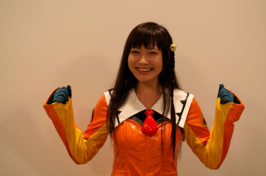 1girl cosplay cosplay_photo female_focus fukui_yukari nono_(top_wo_nerae_2!) photo_(medium) pvc real_life solo top_wo_nerae!_(series) top_wo_nerae_2! voice_actor