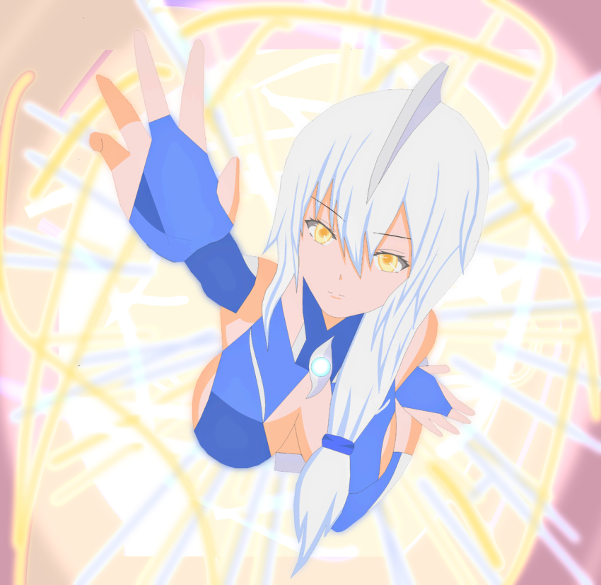 breasts female personification ultra_series ultraman_cosmos_(series) white_hair yellow_eyes