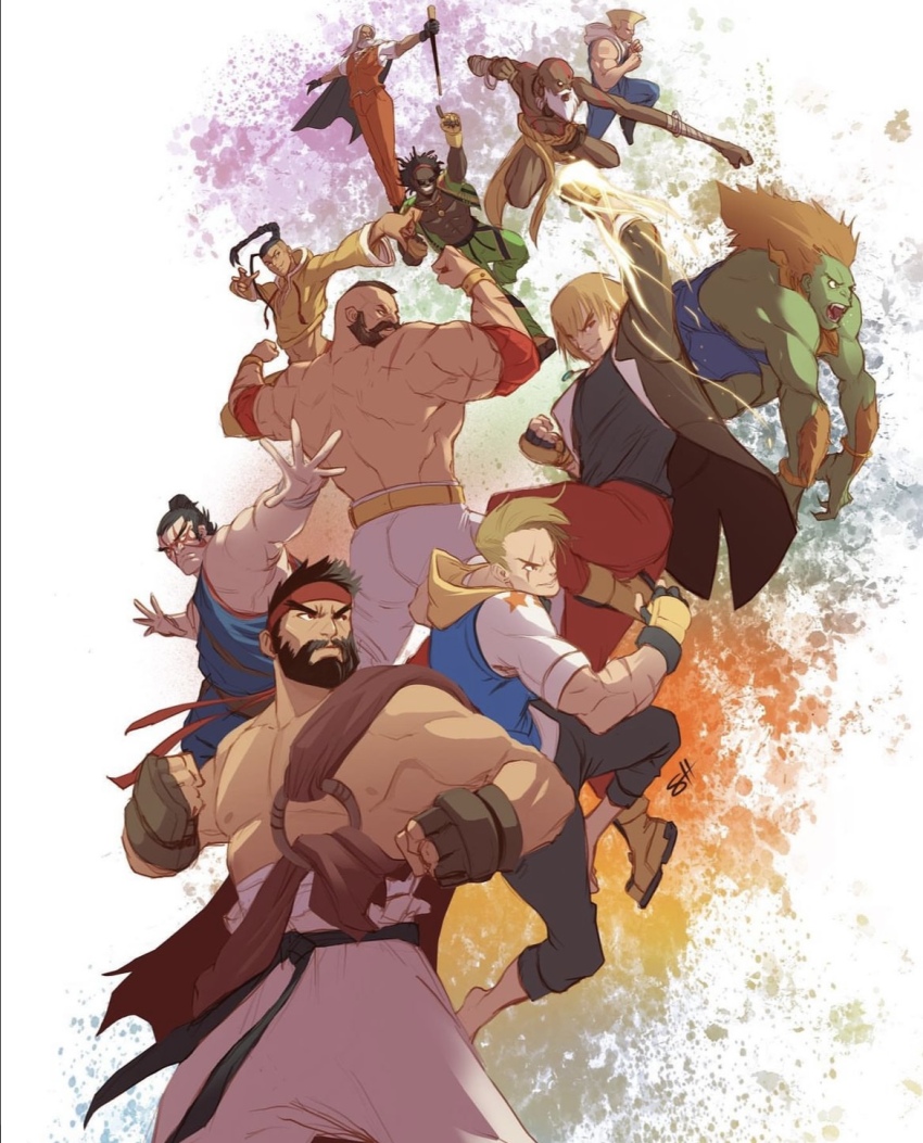 blanka dee_jay dhalsim highres jp_(street_fighter) punching street_fighter zangief