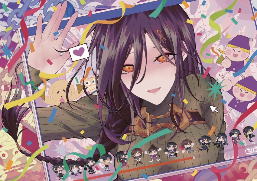1girl bare_shoulders black_hair braid breasts closed_mouth dress earrings eyes_visible_through_hair hair_ornament hair_over_one_eye highres jewelry large_breasts long_hair long_sleeves looking_at_viewer multicolored_hair nijisanji orange_eyes shirayuki_tomoe shirayuki_tomoe_(10th_costume) shirayuki_tomoe_(11th_costume) shirayuki_tomoe_(1st_costume) shirayuki_tomoe_(2nd_costume) shirayuki_tomoe_(3rd_costume) shirayuki_tomoe_(4th_costume) shirayuki_tomoe_(5th_costume) shirayuki_tomoe_(6th_costume) shirayuki_tomoe_(7th_costume) shirayuki_tomoe_(8th_costume) shirayuki_tomoe_(9th_costume) sidelocks solo virtual_youtuber zero_zhengyi