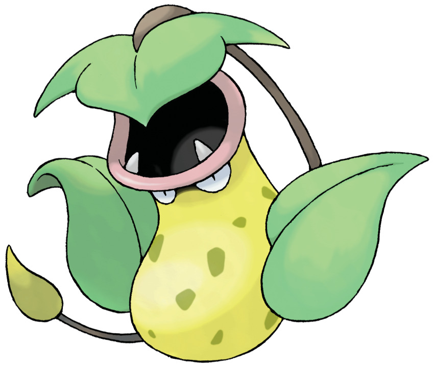 fangs full_body gen_1_pokemon leaf nintendo no_humans official_art open_mouth pokemon pokemon_(creature) pokemon_focus pokemon_frlg solo sugimori_ken third-party_source transparent_background victreebel