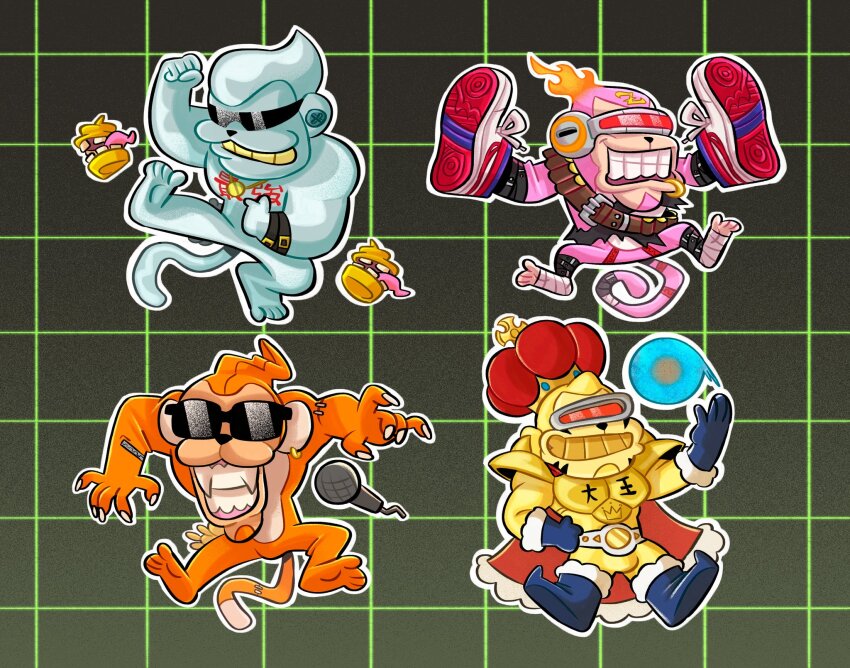 belt cape digimon digimon_(creature) etemon kingetemon metaletemon smile sunglasses targetmon