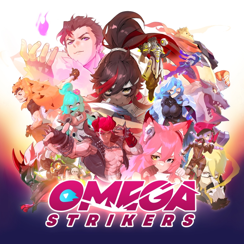 6+boys 6+girls absurdres adjusting_eyewear ai.mi_(omega_strikers) armor artist_request asher_(omega_strikers) atlas_(omega_strikers) black_hair blonde_hair blue_background blue_eyes blue_hair brown_hair child copyright_name creature drek&#039;kar_(omega_strikers) dubu_(omega_strikers) era_(omega_strikers) estelle_(omega_strikers) fingerless_gloves fire floating fur_trim gloves gradient_background heterochromia highres jacket juliette_(omega_strikers) juno_(omega_strikers) kai_(omega_strikers) light_blue_hair long_hair luna_(omega_strikers) mask missing_tooth monster_girl multicolored_hair multiple_boys multiple_girls muscular muscular_female muscular_male official_art omega_strikers orange_hair orb paw_pose pink_hair pointing purple_hair rasmus_(omega_strikers) red_hair rune_(omega_strikers) running scarf short_hair simple_background slime_girl smile studded studded_jacket sunglasses topless_male two-tone_hair white_background white_hair x_(omega_strikers) yellow_eyes zentaro_(omega_strikers)