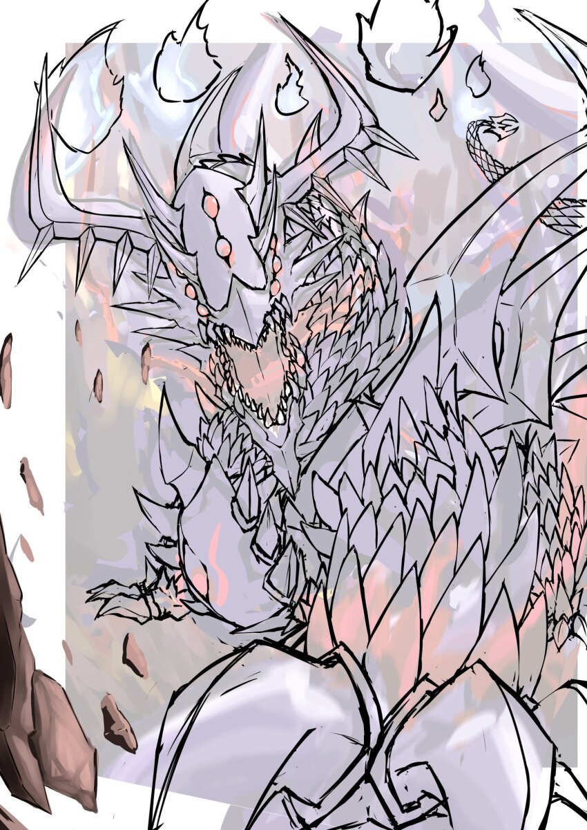 1other claws digimon digimon_(creature) dragon highres huanglongmon huanglongmon_ruin_mode other_focus red_eyes solo