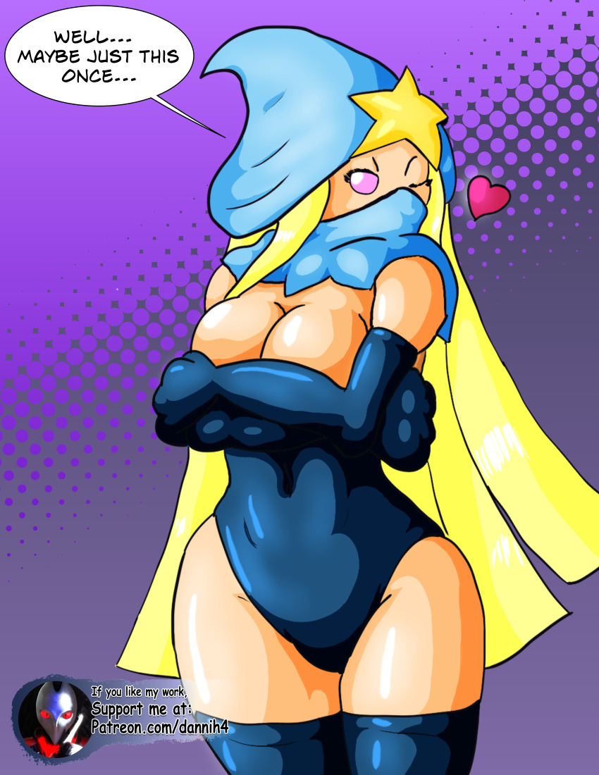 1girl absurdres blonde_hair breasts cleavage curvy dannih4 highres large_breasts looking_at_viewer mario_(series) merluvlee nintendo paper_mario paper_mario:_the_thousand-year_door self-upload skin_tight teasing thick_thighs thighhighs thighs wide_hips