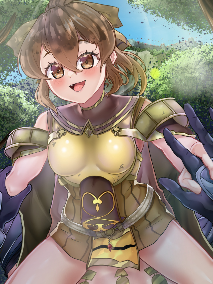 1girl absurdres arm_grab blush breasts brown_eyes brown_hair clive_(fire_emblem) cum cum_in_pussy delthea_(fire_emblem) female_focus femdom fire_emblem fire_emblem_echoes:_shadows_of_valentia forest girl_on_top hair_between_eyes highres holding_hands huge_filesize icecream_(kwsu2482) looking_at_viewer nature nintendo open_mouth outdoors penetrating_pov ponytail pov rape short_hair small_breasts smile solo_focus spread_legs straddling thighs vaginal victim_pov