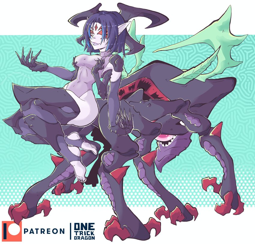 1girl absurdres breasts claws digimon digimon_(creature) fang female_focus highres ogudomon solo