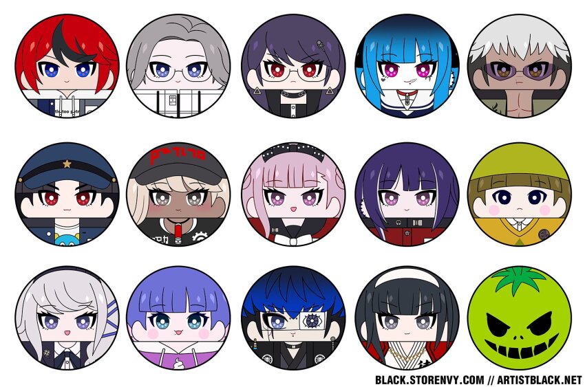 6+boys 6+girls amemiya_darumi aotsuki_eito artist_black artist_name black_eyes black_hair blonde_hair blue_eyes blue_hair blush brown_eyes brown_hair closed_mouth dark-skinned_female dark-skinned_male dark_skin ginzaki_shouma glasses grey_eyes heart highres kawana_tsubasa kirifuji_nozomi looking_at_viewer magadori_kyoshika makeup maruko_gaku mask mask_on_head matching_hair/eyes mojiro_moko multiple_boys multiple_girls omokage_yugamu oosuzuki_kurara open_mouth pink_eyes pink_hair purple_eyes purple_hair red_eyes red_hair runny_makeup shizuhara_hiruko signature smile sumino_takumi the_hundred_line_-last_defense_academy- tomato tsukumo_ima tsukumo_kako watermark web_address white_background white_hair yakushiji_takemaru