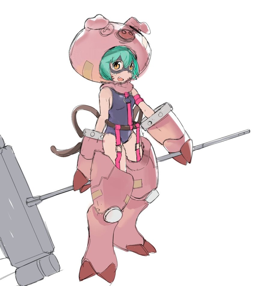 animal_costume cho-hakkaimon costume digimon digimon_(creature) highres mask pig_costume swimsuit