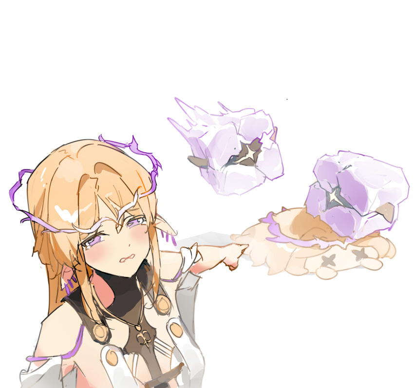 1girl absurdres ahchuh bare_shoulders blonde_hair blue_eyes cartethyia_(wuthering_waves) chibi crown crown_of_thorns crying death elf highres meme pale_skin pointing pointing_at_self pointy_ears sad solo tacet_discord_(wuthering_waves) two_soyjaks_pointing_(meme) upper_body wuthering_waves x_x