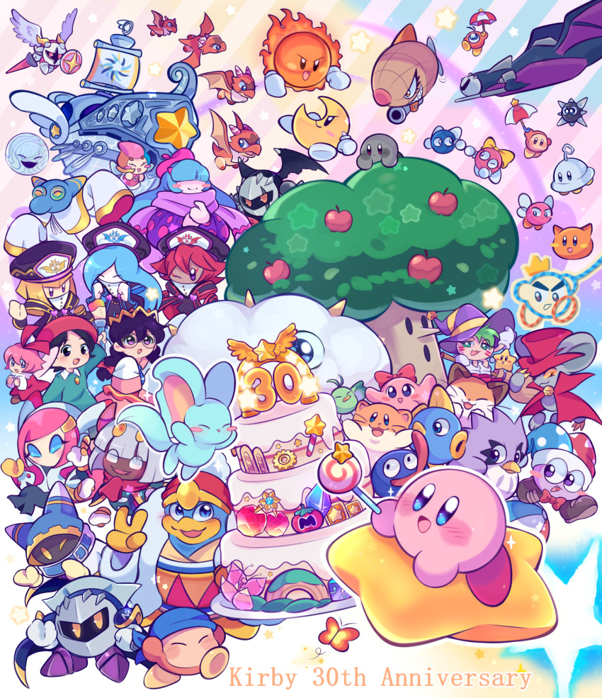 2boys 6+girls ^_^ adeleine aircraft airship angel_wings animal animal_ears anniversary arm_up armor bandana beanie bell belt belt_buckle belt_collar beret bird black_bridal_gauntlets black_cape black_hair black_hat black_robe black_skin black_skirt black_wings blonde_hair blue_bandana blue_belt blue_eyes blue_hair blue_hat blue_hood blue_necktie blue_skin blue_trim blunt_bangs blunt_ends blush_stickers bob_cut boots bow bowtie braid bridal_gauntlets bronto_burt broom broom_riding brown_eyes brown_footwear buckle bug butterfly buttons cake candy cape capelet cat chuchu_(kirby) claws claycia clenched_hands cloak closed_eyes closed_mouth clothed_animal cloud collar collared_cloak collared_dress collared_shirt colored_sclera colored_skin commentary coo_(kirby) copyright_name covered_mouth crescent_moon crown crystal_apple cube_hat_ornament dark-skinned_female dark-skinned_male dark_meta_knight dark_skin daroach demon_wings double-parted_bangs dragon dress ear_covers elfilin elline_(kirby) english_commentary english_text everyone extra_eyes extra_hands eyes_visible_through_hair eyeshadow_under_eye facial_mark fafameow fairy fairy_wings fang fangs feathered_wings fish flamberge_(kirby) food francisca_(kirby) frilled_skirt frills fur-trimmed_robe fur-trimmed_sleeves fur_trim galacta_knight gear_print glasses gloves gooey_(kirby) gordo green_bird green_dress green_eyes green_hair grey_skin gryll_(kirby) hair_bow hair_ornament hair_over_eyes hair_ribbon hairclip halberd hamster hand_on_hand hand_on_headwear happy hat heart heart_print high_collar highres holding holding_cake holding_candy holding_food holding_hands holding_lollipop holding_polearm holding_shield holding_umbrella holding_weapon horns hyness insect invincible_candy japanese_clothes jester_cap kabula kimono kine_(kirby) king_dedede kirby kirby_(series) lalala_(kirby) lance landia light_frown lollipop lololo_(kirby) long_skirt long_sleeves long_tongue looking_at_viewer lor_starcutter low_twin_braids lying magolor marx_(kirby) mast meta_knight moon mouse_(animal) mr._bright mr._shine multicolored_background multicolored_eyes multicolored_hair multiple_boys multiple_girls nago_(kirby) neck_bell neck_ribbon necktie nintendo no_mouth notched_ear on_stomach one-eyed one_eye_closed open_mouth orange_hair outline owl own_hands_together parasol pauldrons pink_hair pink_hat pink_horns pink_skin pink_skirt pitch_(kirby) pointy_footwear pointy_nose polearm polka_dot polka_dot_dress polka_dot_headwear pom_pom_(clothes) pom_pom_beanie prince_fluff purple_dress purple_eyes purple_footwear purple_hat purple_scarf purple_skin queen rayman_limbs red_bow red_bowtie red_cloak red_dress red_eyes red_footwear red_hat red_ribbon red_robe red_sash red_scarf red_trim red_umbrella ribbon ribbon_(kirby) rick_(kirby) ringed_eyes ripple_star_queen robe round_eyewear sabaton sash scar scar_across_eye scar_on_face scarf scarfy shadow_kirby shield shirt shoes short_hair shoulder_armor siblings sisters sitting skirt sleeves_past_fingers sleeves_past_wrists smile socks solid_oval_eyes spacecraft spikes star_(symbol) stole striped_background striped_clothes striped_headwear sun susie_(kirby) swirl_lollipop taranza tomato tongue top_hat traditional_bowtie tree triangle_print twin_braids two-tone_eyes two-tone_headwear two-tone_sash two-tone_umbrella ufo_(kirby) umbrella undersized_animal v very_short_hair void_soul void_termina waddle_dee waddle_doo warp_star weapon whisker_markings whispy_woods white_cape white_capelet white_eyes white_footwear white_gloves white_hair white_hat white_kimono white_mask white_outline white_ribbon white_robe white_scarf white_shirt white_socks white_umbrella white_wings white_wrist_cuffs wide_sleeves wings witch_hat wrist_cuffs yarn yellow_boots yellow_bow yellow_crown yellow_eyes yellow_gloves yellow_hat yellow_horns yellow_sash yellow_sclera yellow_trim zan_partizanne