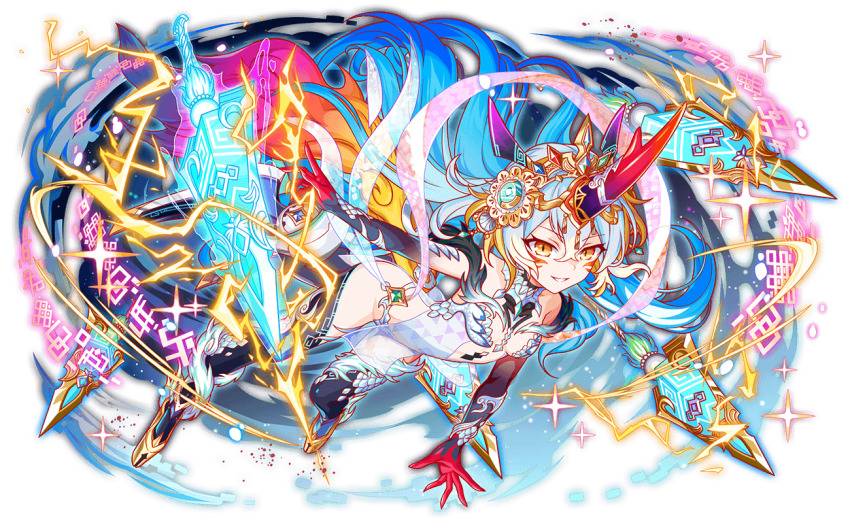 absurdly_long_hair adapted_costume alternate_costume alternate_hair_color alternate_horns anime_coloring aqua_hair aqua_theme artist_request bare_shoulders big_hair black_collar black_sleeves blonde_hair boots breasts closed_mouth collar collarbone crash_fever detached_collar detached_sleeves dress facial_mark fire floating_hair full_body game_cg gold_tiara gradient_tail hair_between_eyes hair_ornament high_heel_boots high_heels light_particles long_hair looking_at_viewer multicolored_hair multicolored_tail number_print numbered official_alternate_costume official_alternate_hair_color official_alternate_horns official_art outline parted_lips pelvic_curtain qilin_(crash_fever) red_outline see-through_clothes see-through_dress side_slit small_breasts smile solo sparkle square square_print streaked_hair tachi-e tail teeth thigh_boots third-party_source tiara transparent_background very_long_hair wavy_hair wedge_heels white_dress