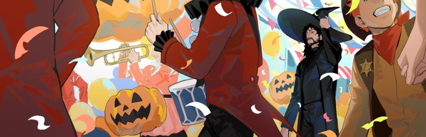 beard cowboy_bebop cowboy_clothes facial_hair halloween hat highres vincent_volaju witch_hat