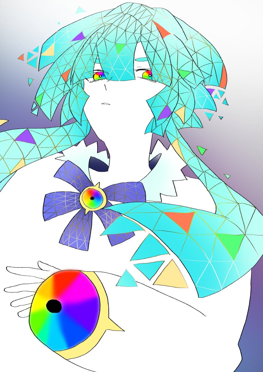 1boy absurdres digimon digimon_rearise highres looking_at_viewer male_focus personification rainbow_gradient solo spiral_(digimon) spiral_origin