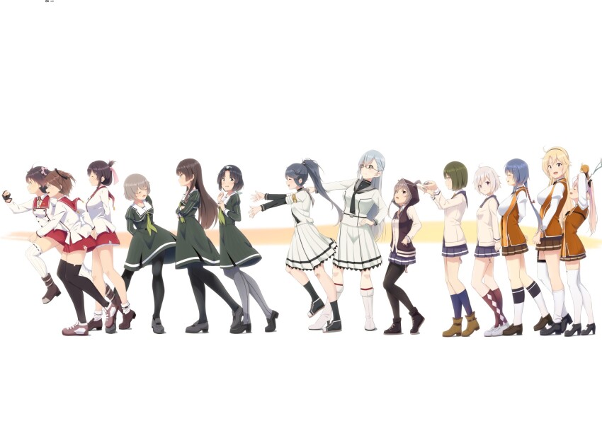 6+girls ahoge arms_behind_back asakura_mihono asymmetrical_legwear ayanokouji_martial_arts_school_uniform ban_tsugumi black_gloves black_hair black_hairband black_neckerchief black_pantyhose black_shoes black_socks blonde_hair blue_eyes bob_cut boots breasts brown_hair brown_shoes brown_skirt brown_socks closed_eyes closed_mouth collared_shirt commentary_request creature crossed_arms dress etou_kanami facing_another fingerless_gloves folded_ponytail from_side glasses gloves green_dress green_hair green_neckerchief grey_hair grey_jacket grey_pantyhose grey_sailor_collar grey_shoes hair_between_eyes hair_through_hood hairband hand_on_another&#039;s_shoulder hands_in_pockets heijou_institute_school_uniform high_heels highres hood hood_up hooded_jacket imminent_hug itomi_sayaka iwakura_sanae jacket juujou_hiyori kitora_mirja kneehighs kohagura_ellen large_breasts loafers long_hair long_skirt long_sleeves looking_at_another mashiko_kaoru medium_breasts medium_hair miniskirt minoseki_gakuin_uniform motsutoko multiple_girls musumi_kiyoka neck_ribbon neckerchief nene_(toji_no_miko) open_mouth orange_jacket orange_ribbon osafune_girls_academy_school_uniform pantyhose parted_bangs pink_hair playing_with_another&#039;s_hair pleated_skirt ponytail purple_eyes purple_jacket purple_skirt purple_socks red_sailor_collar red_skirt renpu_girls_school_uniform ribbon sailor_collar school_uniform setouchi_chie shichinosato_kofuki shirt shoes short_hair sidelocks simple_background skirt sleeve_cuffs small_breasts smile socks standing thighhighs toji_no_miko twintails uneven_legwear walking white_boots white_sailor_collar white_shirt white_skirt white_socks white_thighhighs winter_uniform yamashiro_yui yanase_mai
