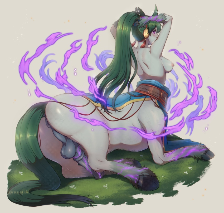 1futa animal_ears animal_penis anus ass aura breasts centaur colored_anus colored_penis colored_skin dark_aura evomanaphy fire_emblem fire_emblem:_the_blazing_blade fire_emblem_shadows futa_without_pussy futanari grass grey_skin highres hooves horse_ears horse_penis horse_tail large_penis looking_at_viewer lyn_(fire_emblem) lyn_(plains_wind)_(fire_emblem) medium_breasts monster_girl nintendo nipples official_alternate_costume penis perineum ponytail purple_eyes sitting solo tail taur testicles tying_hair veins veiny_penis