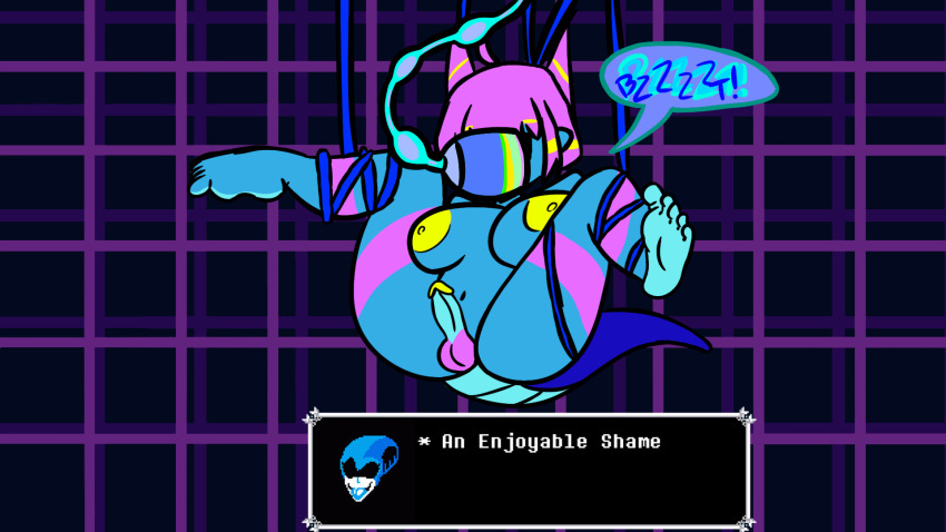 1futa ahoge bayaverse black_hair blonde_hair blue_skin breasts candykanna colored_nipples colored_skin deltarune deltarune dialogue_box dragon_girl dragon_horns dragon_tail english_text flat_color forced futanari highres horns hypnosis kanna_kobayashi large_areolae large_breasts lizard_tail mind_control non-web_source pink_hair queen_(deltarune) scared simple_background simple_eyes speech_bubble split_hair tail talking testicles trans_woman transformation werewire wire yellow_nipples