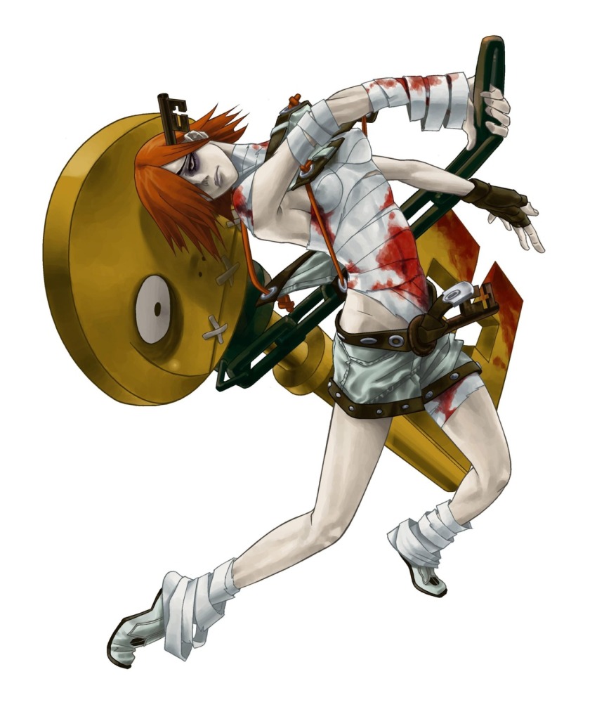 1girl a.b.a. bandages blood guilty_gear key official_art red_eyes short_hair tagme