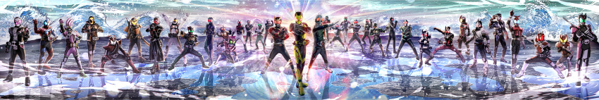 6+boys absurdres advent_card altering_(agito) antennae arcle_(kuuga) arm_up armor arms_up astro_switch base_states belt black_armor black_bodysuit blay_buckle blay_rouzer blue_armor blue_eyes bodysuit boots breastplate bug build_driver card cell_medal chain clenched_hand clenched_hands clock clock_hands compound_eyes core_medal crossover decadriver den-o_belt double_driver dragvisor drive_driver dual_wielding everyone eyecon facing_away faiz faiz_driver fighting_stance flame_style food fourze_driver fruit full_armor full_body fullbottle gaia_memory gamer_driver gashat ghost_driver gloves glowing glowing_eyes grasshopper green_armor green_eyes grey_armor hand_on_own_hip heisei helmet henshin_pose heterochromia highres holding holding_sword holding_weapon hood hooded_jacket horns in-franchise_crossover insect jacket jewelry kabuto_zecter kamen_rider kamen_rider_(1st_series) kamen_rider_01_(series) kamen_rider_1 kamen_rider_2 kamen_rider_555 kamen_rider_agito kamen_rider_agito_(series) kamen_rider_amazon kamen_rider_amazon_(series) kamen_rider_black kamen_rider_black_(series) kamen_rider_black_rx kamen_rider_black_rx_(series) kamen_rider_blade kamen_rider_blade_(series) kamen_rider_build kamen_rider_build_(series) kamen_rider_dcd kamen_rider_decade kamen_rider_den-o kamen_rider_den-o_(series) kamen_rider_double kamen_rider_drive kamen_rider_drive_(series) kamen_rider_ex-aid kamen_rider_ex-aid_(series) kamen_rider_faiz kamen_rider_fourze kamen_rider_fourze_(series) kamen_rider_gaim kamen_rider_gaim_(series) kamen_rider_ghost kamen_rider_ghost_(series) kamen_rider_hibiki kamen_rider_hibiki_(series) kamen_rider_j kamen_rider_j_(movie) kamen_rider_kabuto kamen_rider_kabuto_(series) kamen_rider_kiva kamen_rider_kiva_(series) kamen_rider_kuuga kamen_rider_kuuga_(series) kamen_rider_ooo kamen_rider_ooo_(series) kamen_rider_ryuki kamen_rider_ryuki_(series) kamen_rider_stronger kamen_rider_stronger_(series) kamen_rider_super-1 kamen_rider_super-1_(series) kamen_rider_v3 kamen_rider_v3_(series) kamen_rider_w kamen_rider_wizard kamen_rider_wizard_(series) kamen_rider_x kamen_rider_x_(series) kamen_rider_zero-one kamen_rider_zi-o kamen_rider_zi-o_(series) kamen_rider_zo kamen_rider_zx lineup lock_seed long_image looking_at_viewer male_focus mask masukudo_(hamamoto_hikaru) mighty_action_x_level_2 monster multiple_boys neon_trim new_kamen_rider o/ o_medal oni orange_arms ore_damashii outstretched_arms pink_eyes pink_gloves pointing pointing_at_viewer pointing_up rabbit+tank_form rabbit_fullbottle red_armor red_eyes red_scarf reiwa revolcane rider_belt rider_card rider_watch riderman ring rising_hopper rocket scarf sengoku_driver shift_car shin_kamen_rider_prologue shoulder_armor shouwa single_horn skyrider squatting standing switches sword sword_form tailcoat tank_fullbottle tokusatsu type_speed unused_tire v_buckle weapon wide_image wizardriver yellow_eyes zero_one_driver zi-o_rider_watch ziku_driver