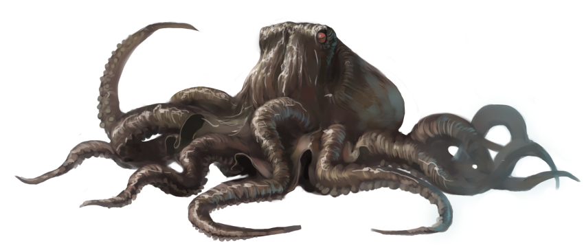 animal crossover frankenstein frankenstein_vs._baragon full_body giant giant_monster giant_octopus_(godzilla) godzilla_(series) highres horizontal_pupils kaiju monster no_humans octopus sea_monster simple_background tentacles the_war_of_the_gargantuas toho ultra-taf white_background