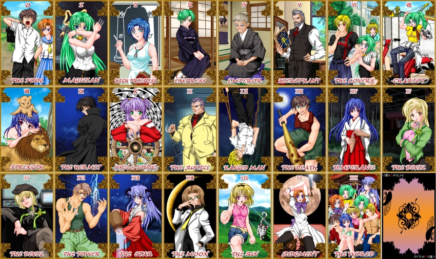 00s 6+boys 6+girls akasaka_mamoru card_(medium) chie_rumiko everyone furude_rika hanyuu highres higurashi_no_naku_koro_ni houjou_satoko houjou_satoshi irie_kyousuke maebara_keiichi multiple_boys multiple_girls ooishi_kuraudo oyashiro-sama panties pantyhose poorly_drawn ryuuguu_rena siblings sisters sonozaki_akane sonozaki_mion sonozaki_oryou sonozaki_saburou sonozaki_shion spoilers takano_miyo tarot tarot_(medium) tarot_set tomitake_jirou twins underwear